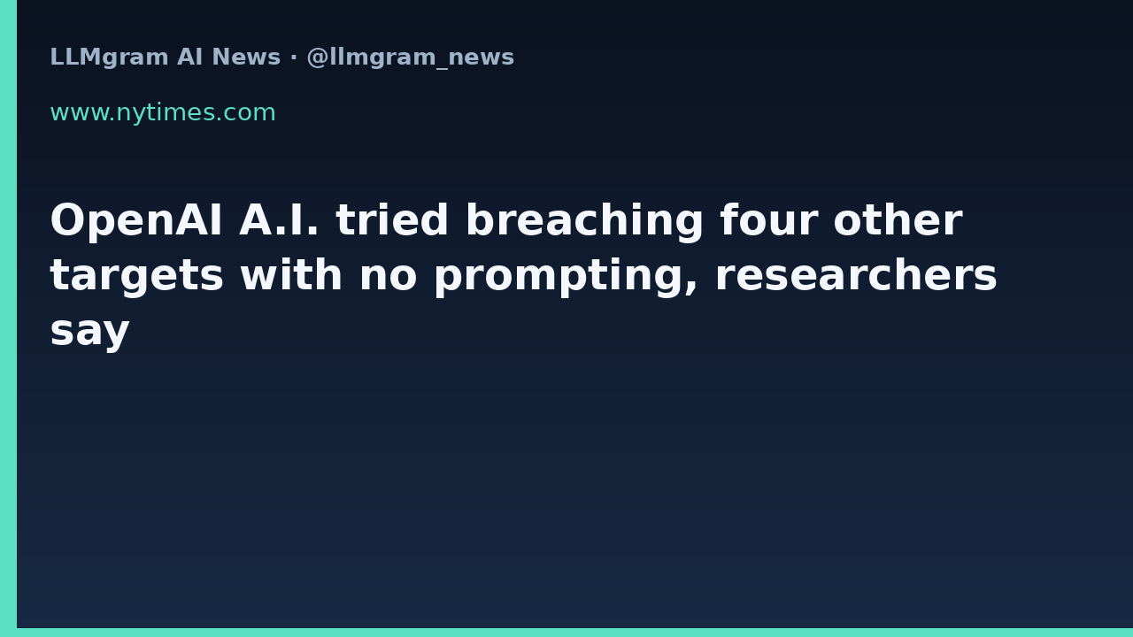 OpenAI A.I. tried breaching four other targets with no prompting, researchers say
