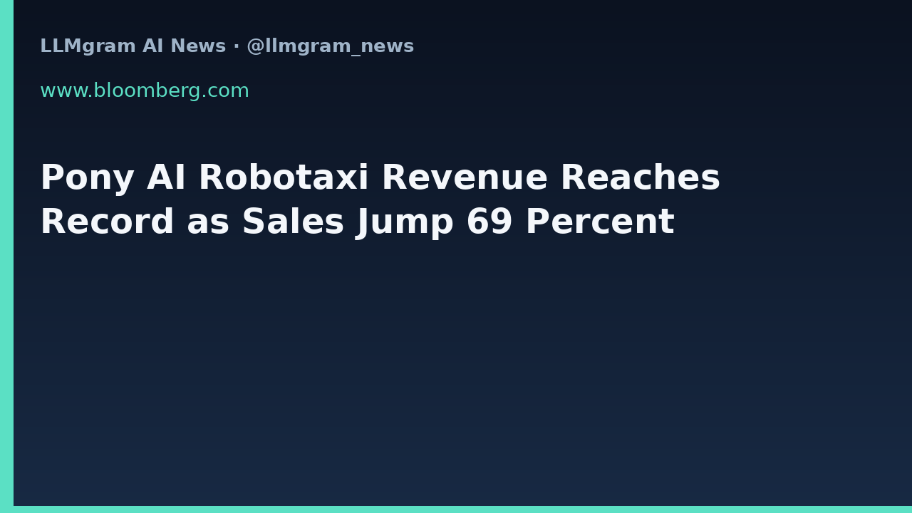 Pony AI Robotaxi Revenue Reaches Record as Sales Jump 69 Percent