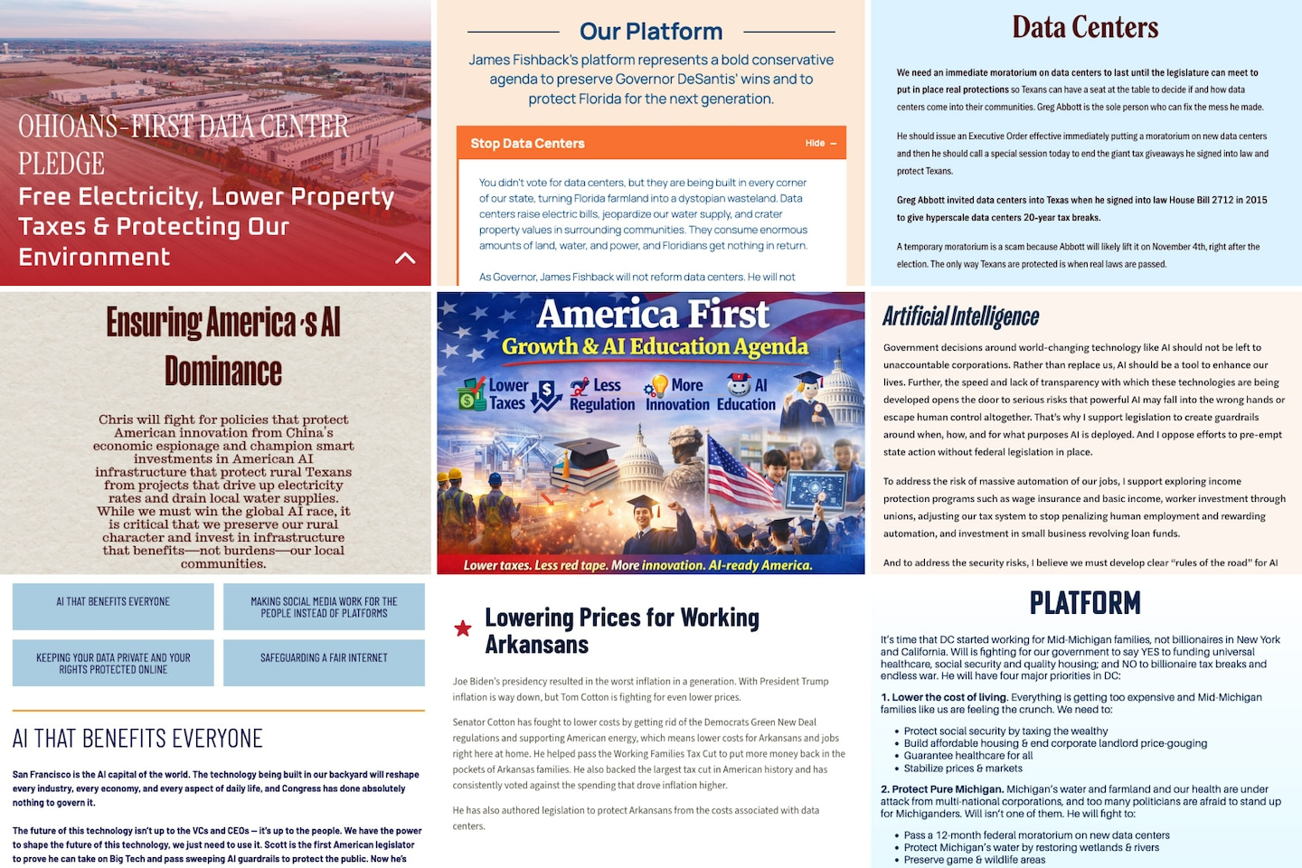 WaPo: AI and data-center policies appear on ~40% of midterm candidate websites