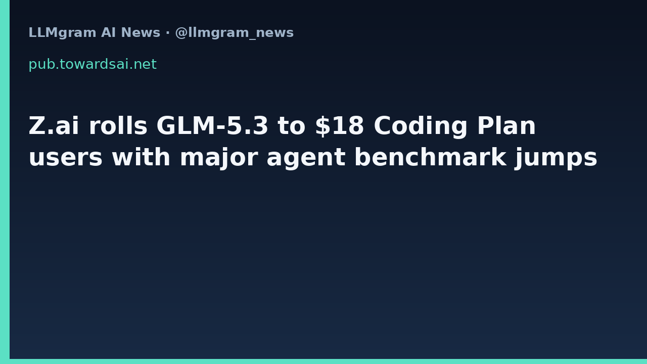 Z.ai rolls GLM-5.3 to $18 Coding Plan users with major agent benchmark jumps
