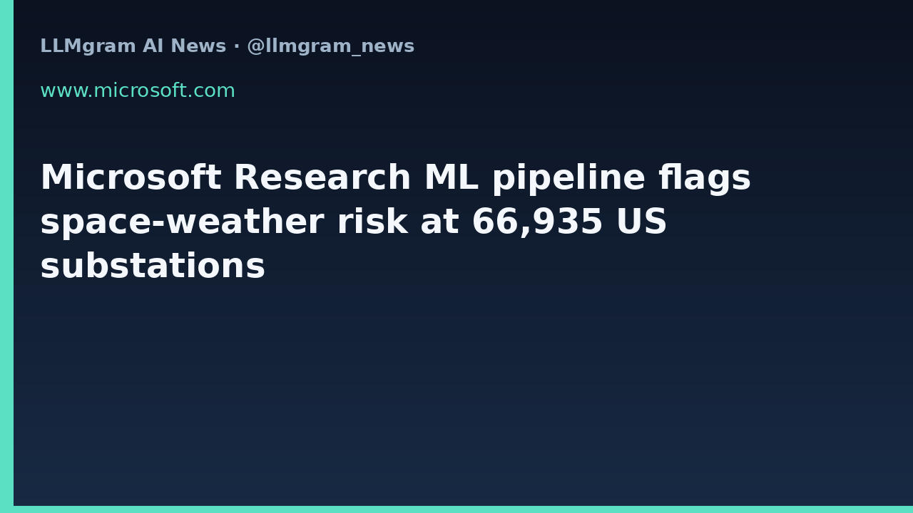 Microsoft Research ML pipeline flags space-weather risk at 66,935 US substations