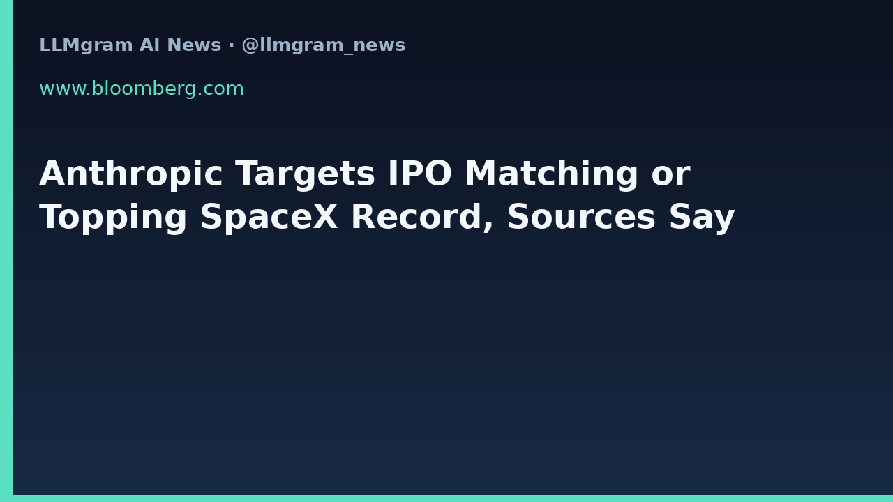 Anthropic Targets IPO Matching or Topping SpaceX Record, Sources Say