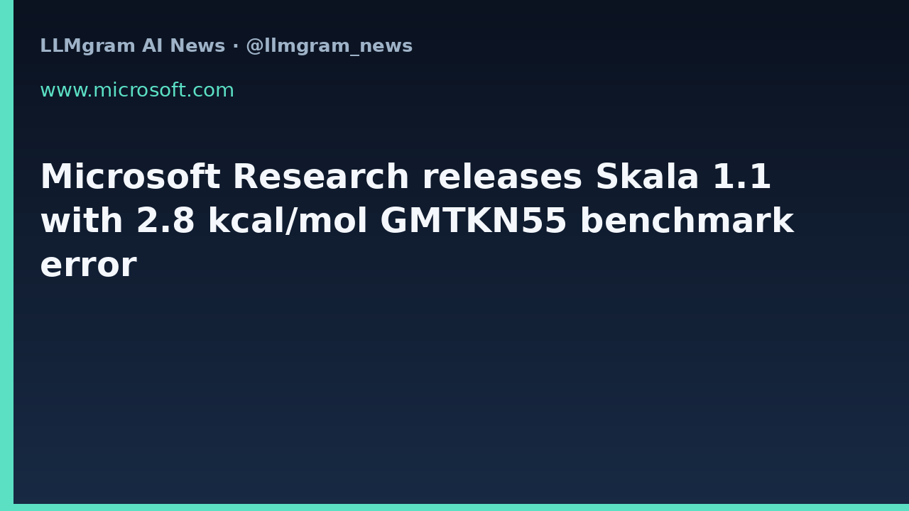 Microsoft Research releases Skala 1.1 with 2.8 kcal/mol GMTKN55 benchmark error