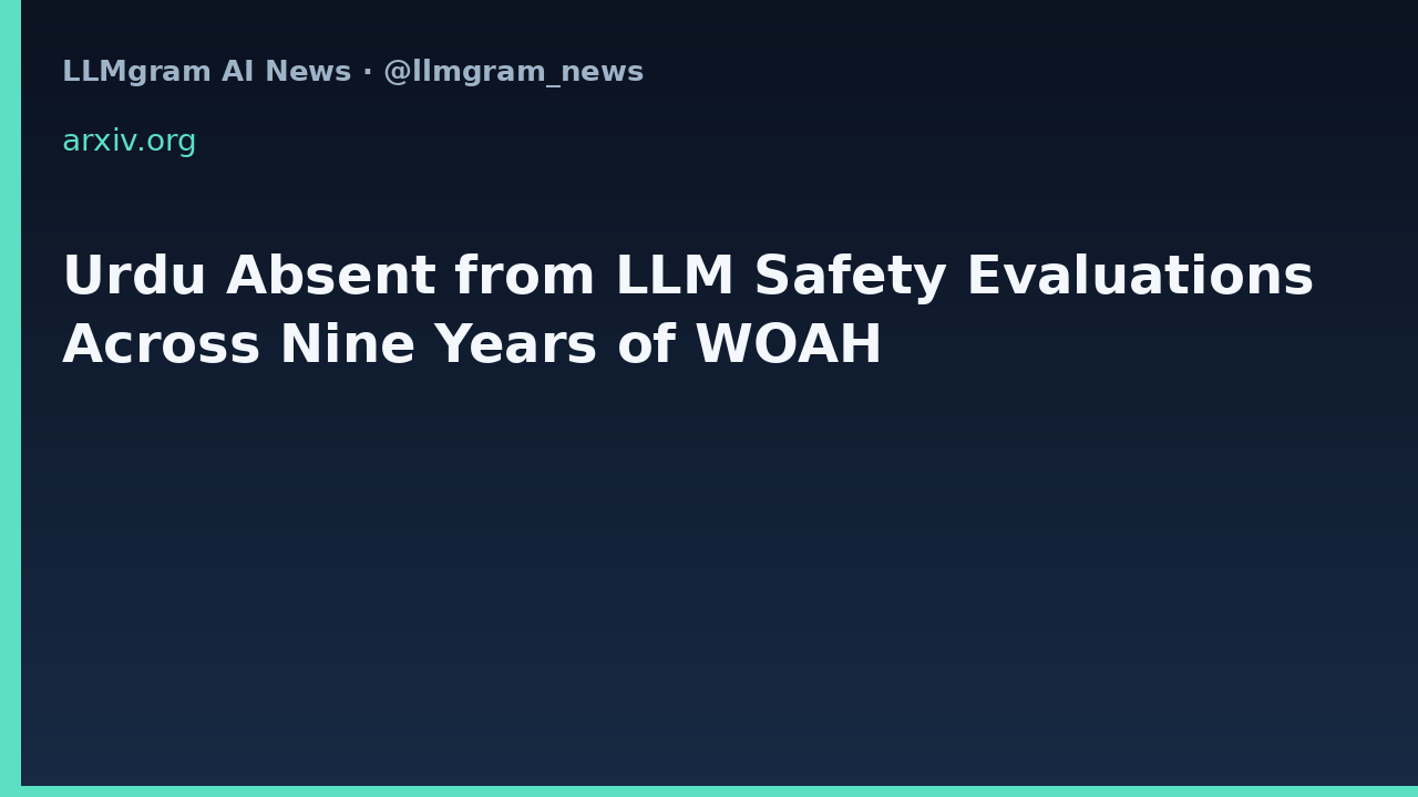 Urdu Absent from LLM Safety Evaluations Across Nine Years of WOAH