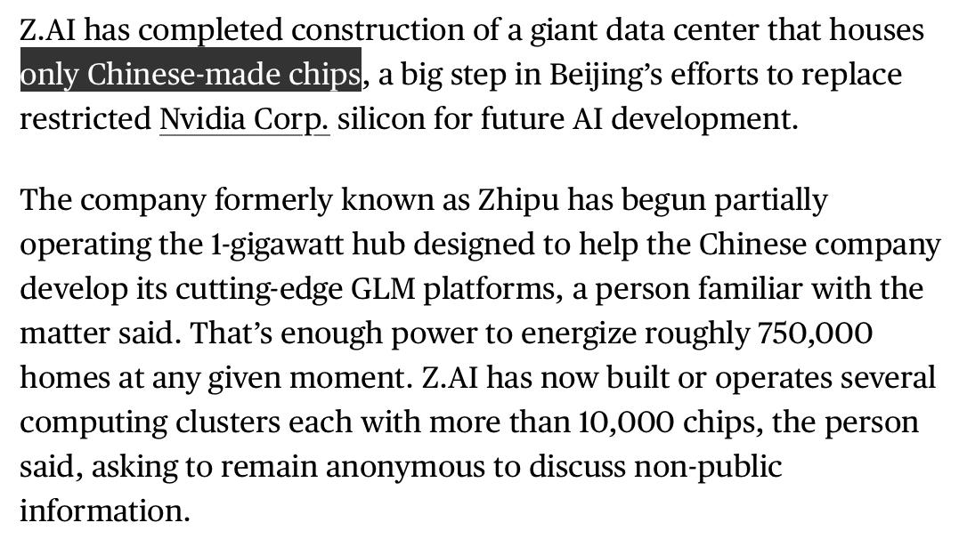 zAI starts partial ops at 1GW AI datacenter with zero Nvidia chips