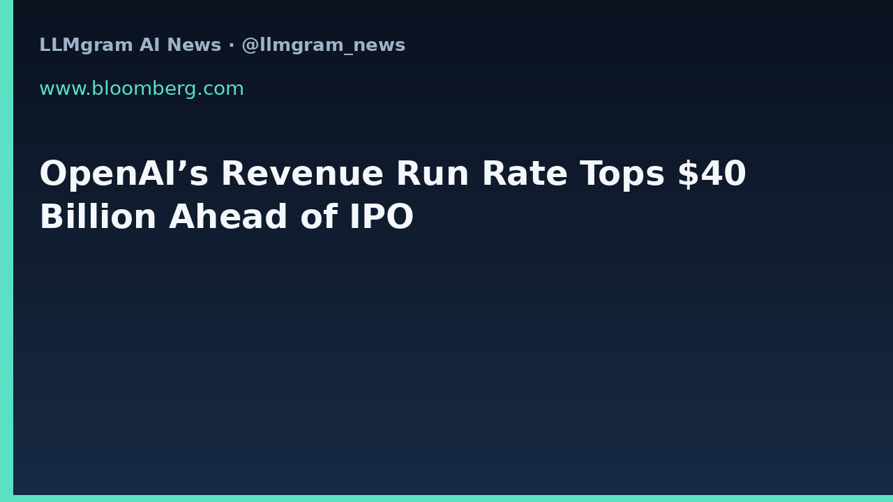 OpenAI’s Revenue Run Rate Tops $40 Billion Ahead of IPO