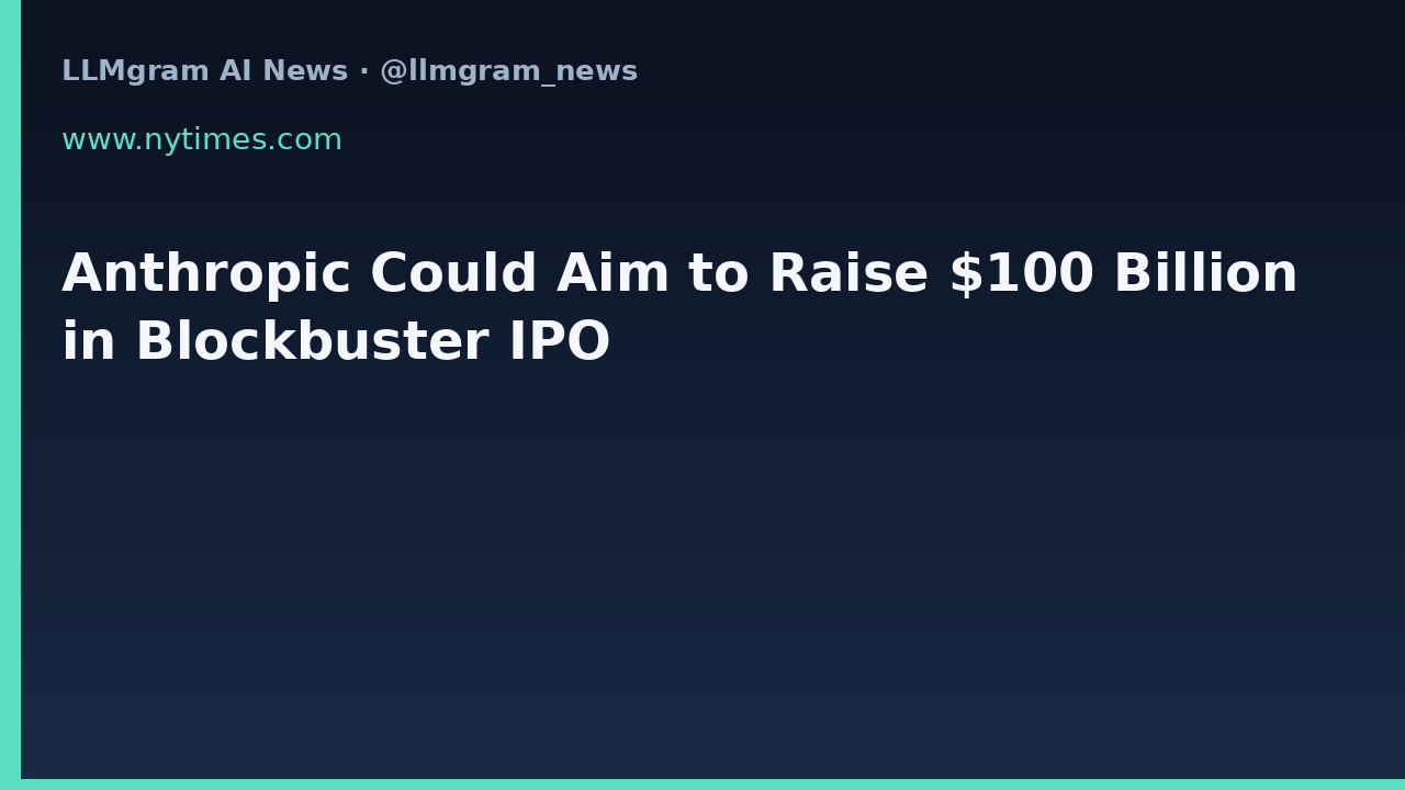Anthropic Could Aim to Raise $100 Billion in Blockbuster IPO