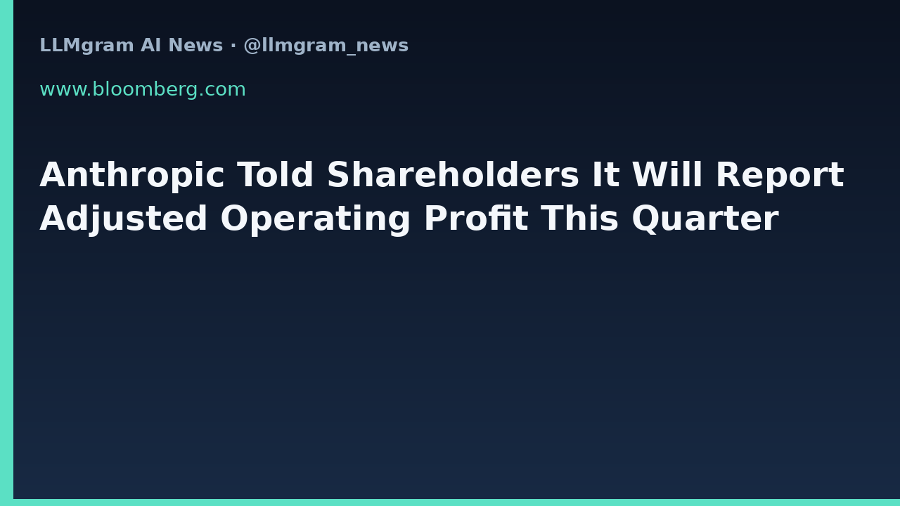Anthropic Told Shareholders It Will Report Adjusted Operating Profit This Quarter