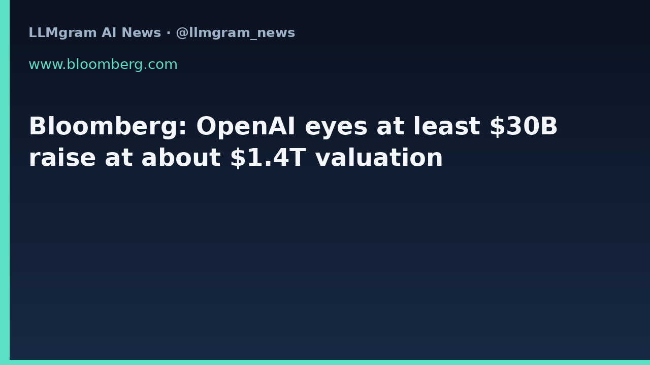 Bloomberg: OpenAI eyes at least $30B raise at about $1.4T valuation