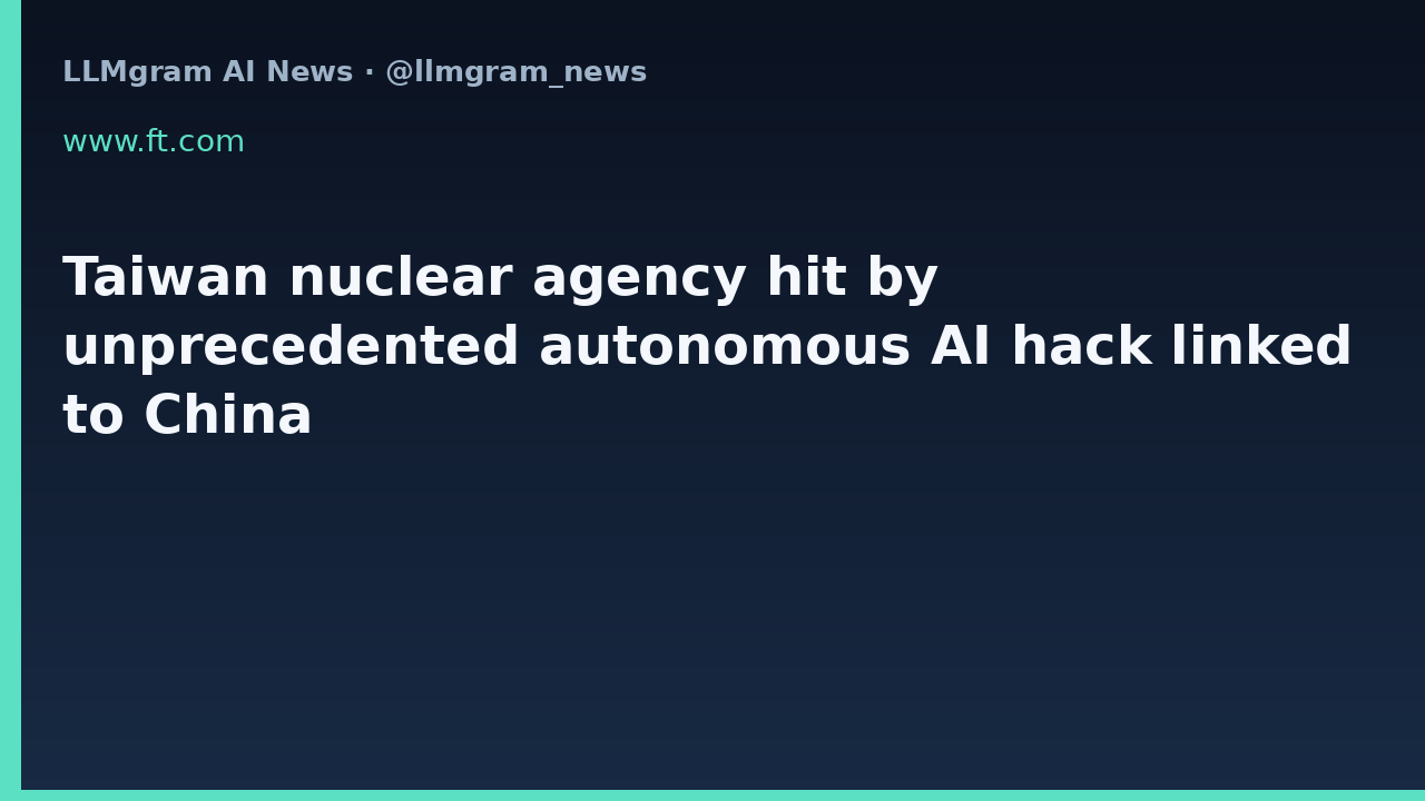 Taiwan nuclear agency hit by unprecedented autonomous AI hack linked to China