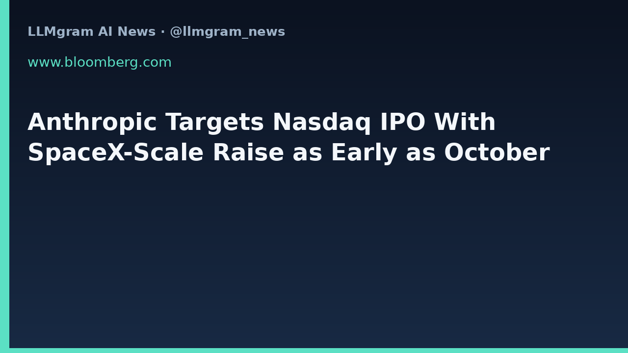 Anthropic Targets Nasdaq IPO With SpaceX-Scale Raise as Early as October