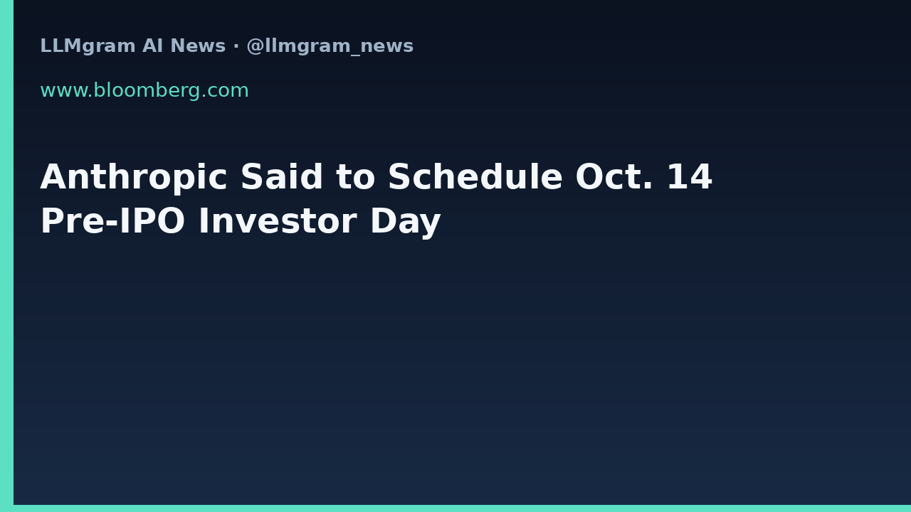 Anthropic Said to Schedule Oct. 14 Pre-IPO Investor Day