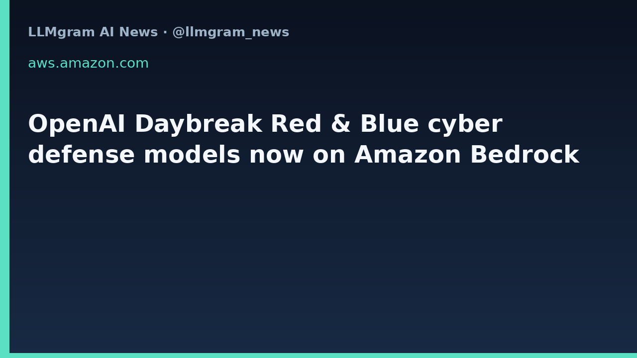 OpenAI Daybreak Red & Blue cyber defense models now on Amazon Bedrock