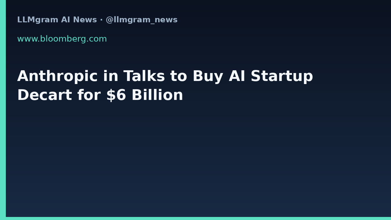 Anthropic in Talks to Buy AI Startup Decart for $6 Billion