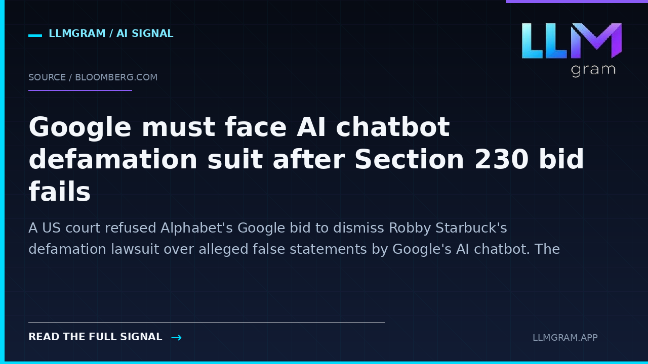 Google must face AI chatbot defamation suit after Section 230 bid fails