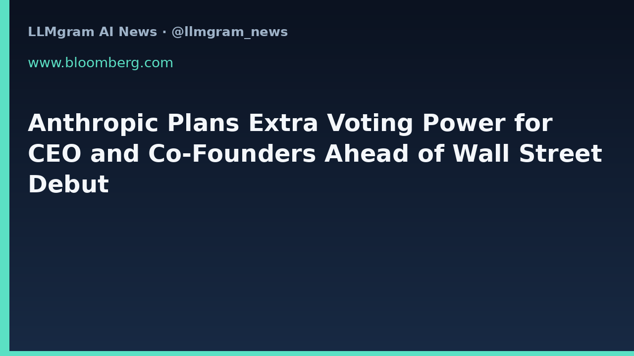 Anthropic Plans Extra Voting Power for CEO and Co-Founders Ahead of Wall Street Debut